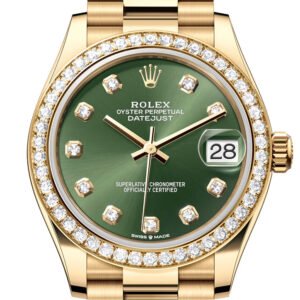 Rolex Datejust 31 Green Diamond Dial Diamond Bezel Yellow Gold Ladies Watch 278288RBR 278288RBR-0007