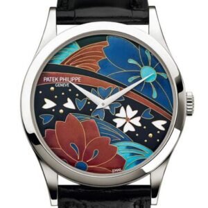 Patek Philippe Calatrava Enamel Artwork Dial Black Leather 5077P-097