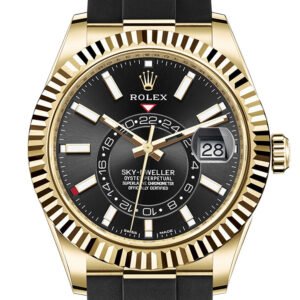 ROLEX Sky-Dweller 42 Black Dial 18K Yellow Gold Men's Watch 326238