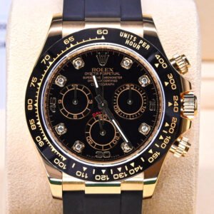 Rolex Daytona Yellow Gold Black-Diamond Oysterflex Strap 116518LN-0046