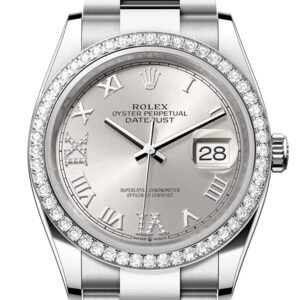 Rolex Datejust 36 Silver Roman Diamond Dial Diamond Bezel Watch 126284RBR 126284RBR-0022