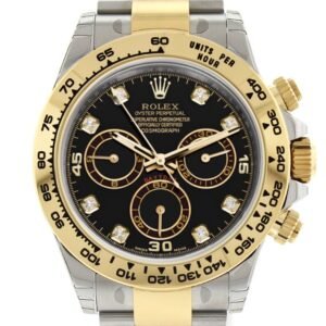 ROLEX Cosmograph Daytona Black Diamond Dial Steel 18K Yellow Gold Men's Watch 116503
