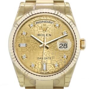 Rolex Day-Date 36 Champagne-colour Jubilee design set with diamonds Dial Fluted Bezel Yellow Gold Watch 118238