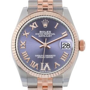 Rolex Datejust 31 Aubergine Large VI set with diamonds Dial Fluted Bezel 18K Everose Gold Two Tone Jubilee Watch 278271