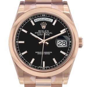 Rolex Day-Date 36 Black Dial President Everose Gold Watch 118205