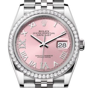Rolex Datejust 36 Pink Roman Dial Diamond Bezel Jubilee Watch 126284RBR 126284RBR-0023