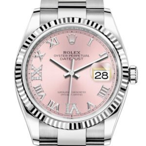 Rolex Datejust 36 Pink Roman VI and IX 24 Diamonds Dial Automatic Watch 126234