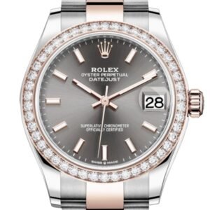 Rolex Datejust 31 Dark Rhodium Dial Diamond Bezel Rose Gold Two Tone Watch 278381RBR 278381