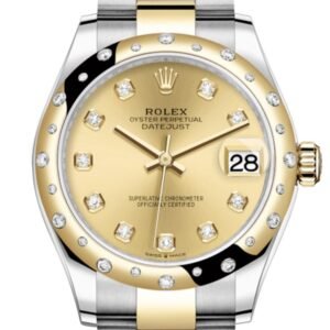 Rolex Datejust 31 Champagne Diamonds Dial Diamond Bezel Yellow Gold Two Tone Watch 278343RBR 278343 NP