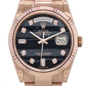Rolex Day-Date 36 Ferrite set with diamonds Dial Fluted Bezel Oyster Everose Gold Watch 118235