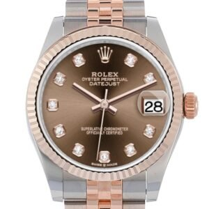 Rolex Datejust 31 Chocolate Diamond Dial Fluted Bezel 18K Everose Gold Two Tone Jubilee Watch 278271