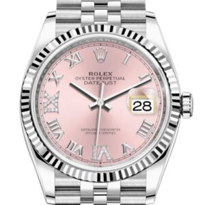Rolex Datejust 36 Pink Roman VI and IX 24 Diamonds Dial Automatic Jubilee Watch 126234