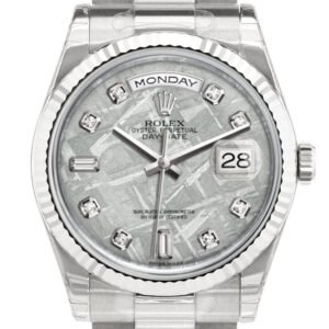 Rolex Day-Date 36 Meteorite set with Diamonds Dial Fluted Bezel President White Gold Watch 118239