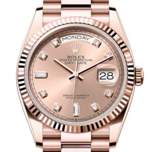 Rolex Day-Date 36 Rosé Colour Dial Fluted Bezel 18K Everose gold President Watch 128235