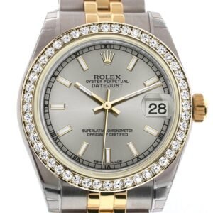 Rolex Datejust 31 Silver Dial Diamond Bezel Jubilee Yellow Gold Two Tone Watch 178383