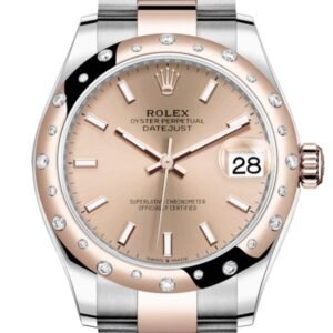 Rolex Datejust 31 Rosé colour Index Dial Diamond Bezel Rose Gold Two Tone Watch 278341RBR 278341