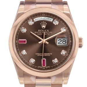 Rolex Day-Date 36 Chocolate Diamonds and Rubies Dial President Everose Gold Watch 118205