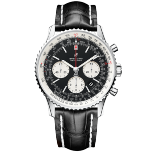 Navitimer 43mm Black/Silver Dial Men's Chronograph Strap Watch