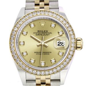 Rolex Datejust 28 Champagne set with diamonds Dial Diamond Bezel Yellow Gold Jubilee Ladies Watch 279383RBR 279383