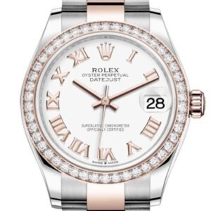 Rolex Datejust 31 White Dial Diamond Bezel Rose Gold Two Tone Watch 278381RBR 278381