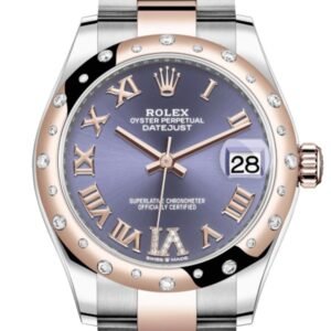 Rolex Datejust 31 Aubergine Large VI diamonds Dial Diamond Bezel Rose Gold Two Tone Watch 278341RBR 278341