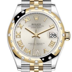 Rolex Datejust 31 Silver Large VI diamonds Dial Diamond Bezel Jubilee Yellow Gold Two Tone Watch 278343RBR 278343 NP