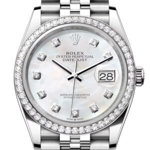 Rolex Datejust 36 White Mother of Pearl Diamond Dial Diamond Bezel Jubilee Watch 126284RBR 126284RBR-0011