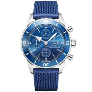 Superocean Heritage II 44mm Blue Dial Day/Date Rubber Strap Watch