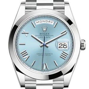 Rolex Day-Date 40 Ice blue Dial Roman Dome Bezel Platinum President Automatic Men's Watch 228206 DC