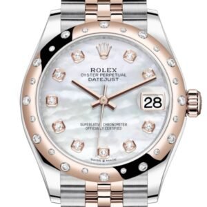 Rolex Datejust 31 White mother-of-pearl Diamonds Dial Diamond Bezel Jubilee Rose Gold Two Tone Watch 278341RBR 278341