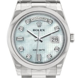 Rolex Day Date 36 Platinum mother of pearl with oxford motif set with diamonds Dial President Men's Watch 118206