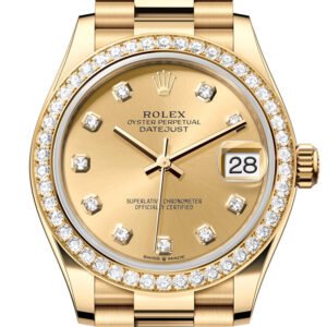 Rolex Datejust 31 Champagne Diamond Dial Diamond Bezel Yellow Gold Ladies Watch 278288RBR 278288RBR-0005