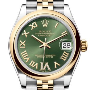 Rolex Datejust 31 Olive Green Roman diamond on 6 Dial Yellow Gold Steel Jubilee Ladies Watch 278243 278243-0016