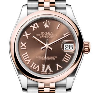 Rolex Datejust 31 Dark Grey Roman Diamond Dial Rose Gold Steel Jubilee Ladies Watch 278241 278241-0010