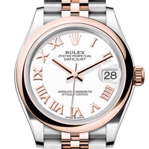 Rolex Datejust 31 White Roman Dial Rose Gold Steel Jubilee Ladies Watch 278241 278241-0002