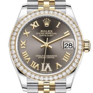 Rolex Datejust 31 Dark Grey VI Diamonds Dial Diamond Bezel Yellow Gold Two Tone Jubilee Watch 278383RBR 278383