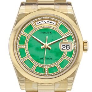 Rolex Day-Date 36 Carousel Green jade Diamonds Dial President Yellow Gold Watch 118208