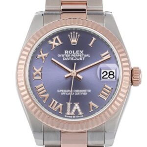 Rolex Datejust 31 Aubergine Large VI set with diamonds Dial Fluted Bezel 18K Everose Gold Two Tone Watch 278271