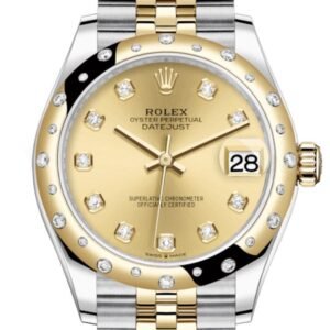 Rolex Datejust 31 Champagne Diamonds Dial Diamond Bezel Jubilee Yellow Gold Two Tone Watch 278341RBR 278343 NP