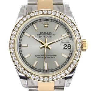 Rolex Datejust 31 Silver Dial Diamond Bezel Yellow Gold Two Tone Watch 178383