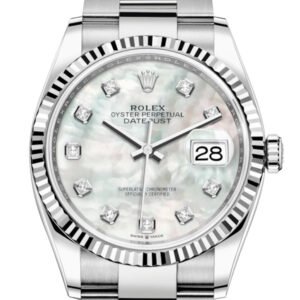 Rolex Datejust 36 White mother-of-pearl Diamond Dial Automatic Watch 126234