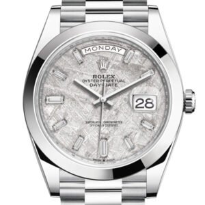 Rolex Day-Date 40 Meteorite Baguette Diamond Dial Dial Dome Bezel Platinum President Automatic Men's Watch 228206 DC