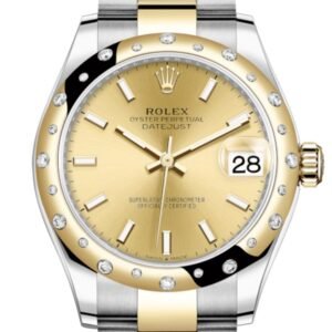 Rolex Datejust 31 Champagne Dial Diamond Bezel Yellow Gold Two Tone Watch 278343RBR 278343 NP