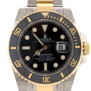 ROLEX Submariner Date 40 Black Dial 18k Yellow Gold and Steel Men's Watch 116613LN 116613