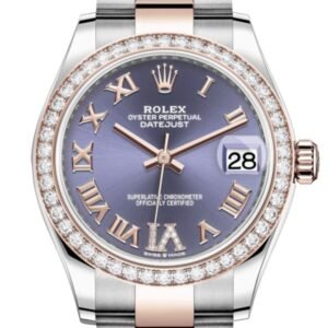 Rolex Datejust 31 Aubergine VI Diamonds Dial Diamond Bezel Rose Gold Two Tone Watch 278381RBR 278381