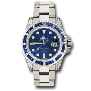 Christmas Promotion - Rolex Submariner Date 116659 SABR 18K White Gold Diamonds Sapphires Unworn