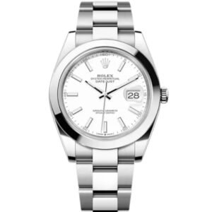 Replica AAAA+ Rolex Datejust 41 Steel White Dial Smooth Bezel Oyster Watch 126300