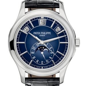 Patek Philippe Complications Blue Sunburst Dial Automatic Men's Annual Calendar Watch 5205G-013
