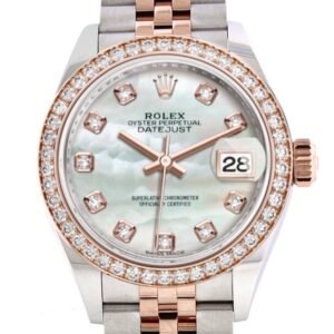 Rolex Datejust 28 Mother-of-pearl Diamonds Dial Diamond Bezel Rose Gold Two Tone Watch 279381RBR 279381