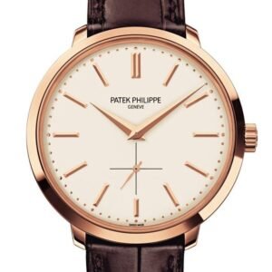Patek Philippe Calatrava Silver Dial 18k Rose Gold Leather 38mm Men's Watch 5123R-001